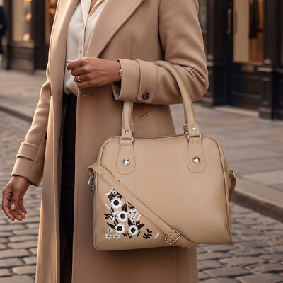 Women's Beige PU Hand Bag