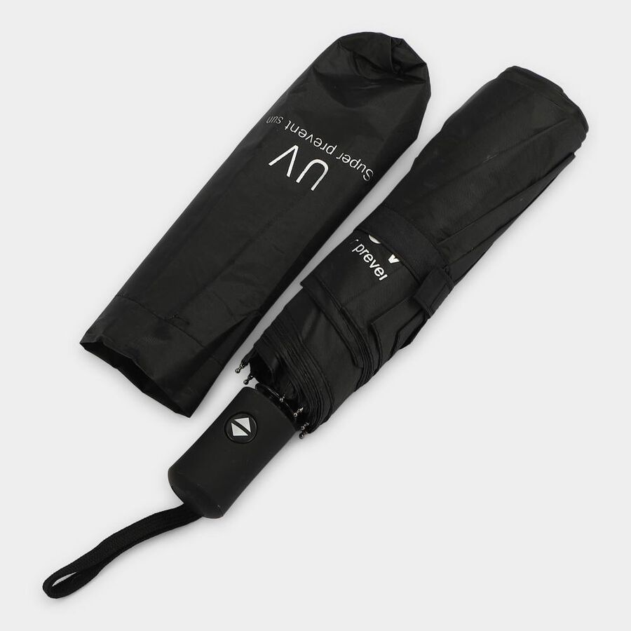 Woman's Black Polyester Umbrella, , large