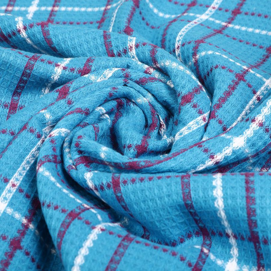 220 GSM Blue Cotton Blend Bath Towel, , large