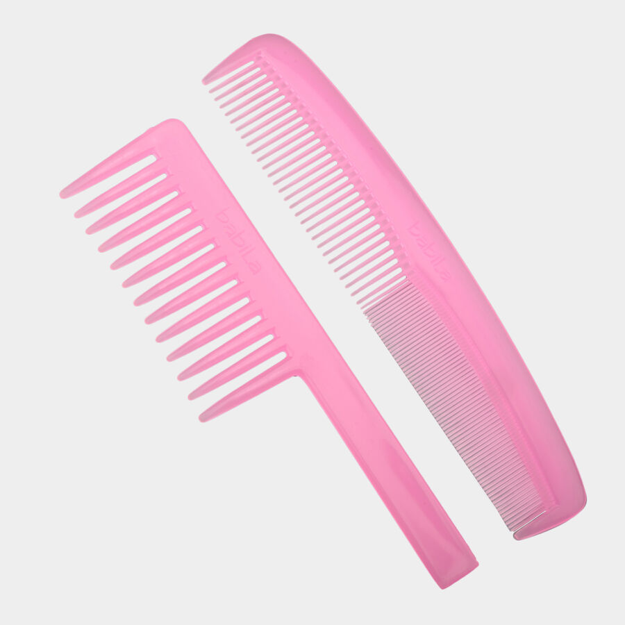 Plastic Hair Comb, Set of 2 - Colour/Design May Vary, , large image number null