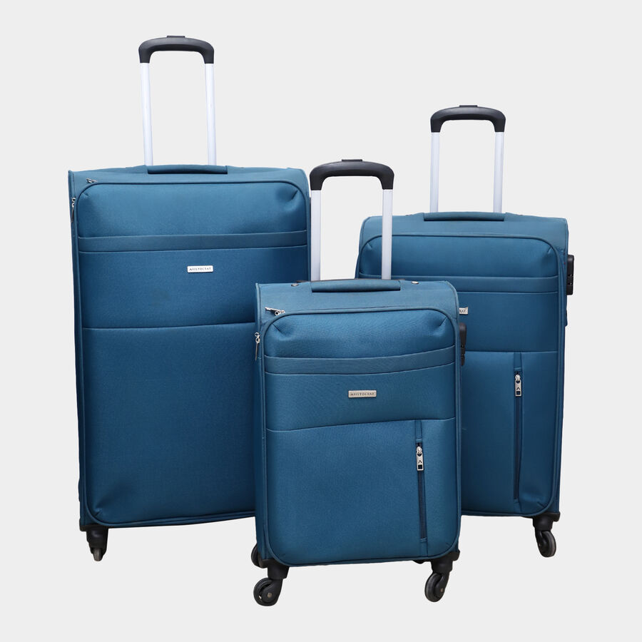 3 Pcs. 4-Wheel Polyester Soft Case Trolley, Small + Medium + Large, , large image number null