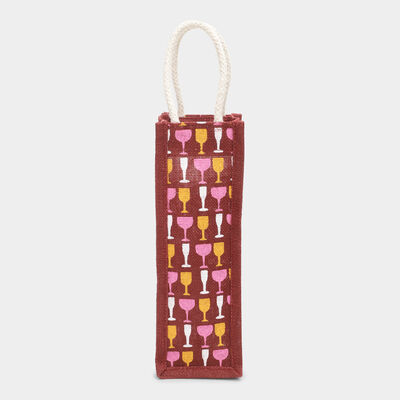 Maroon Printed Jute Lunch Bag