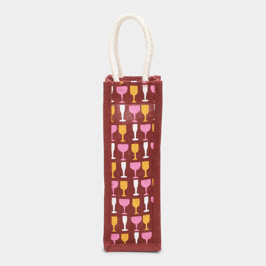 Maroon Printed Jute Lunch Bag, , large image number null