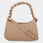 Women's Beige Polyurethane Handbag, , small
