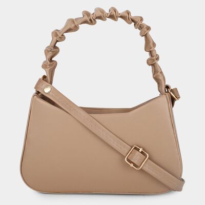 Women's Beige Polyurethane Handbag