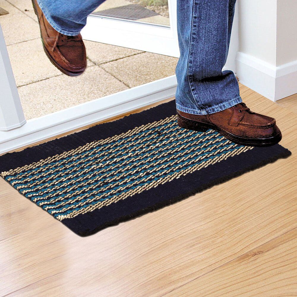 Home Beautiful                         Blue Polyester Cotton Door Mat