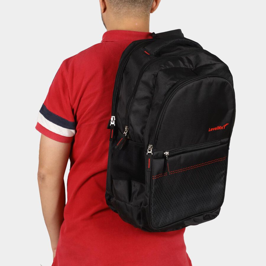 Black Polyester Backpack with Laptop Compartment, , large image number null
