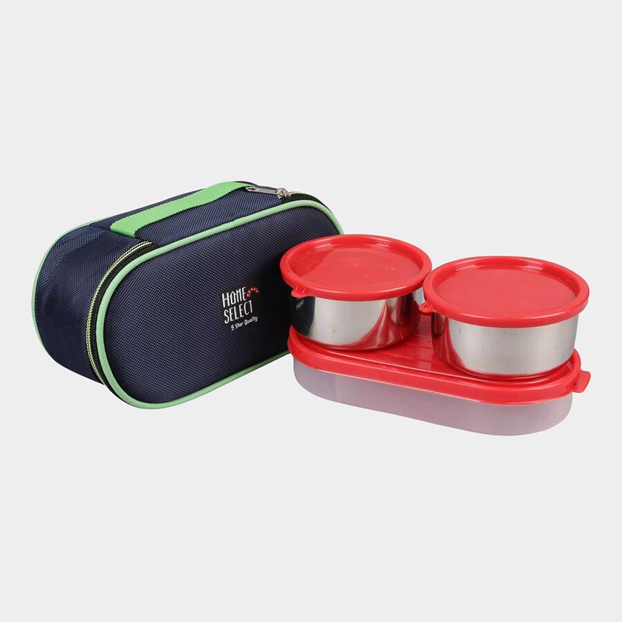Steel Lunch Box, 3 Containers and 1 Bag, , large image number null