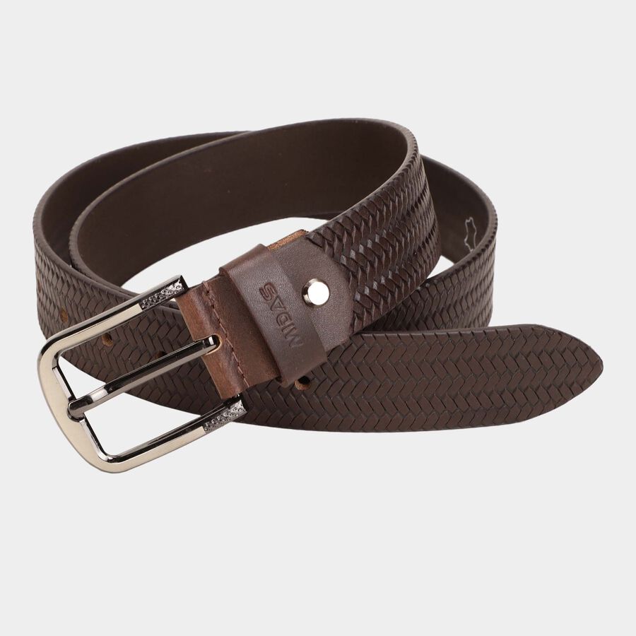Men's Brown Leather Casual Belt, , large image number null