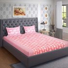 Pink Cotton Blend Double Bedsheet with Pillow Cover, , small