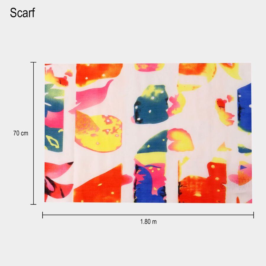 Women's White Cotton Scarf, , large image number null