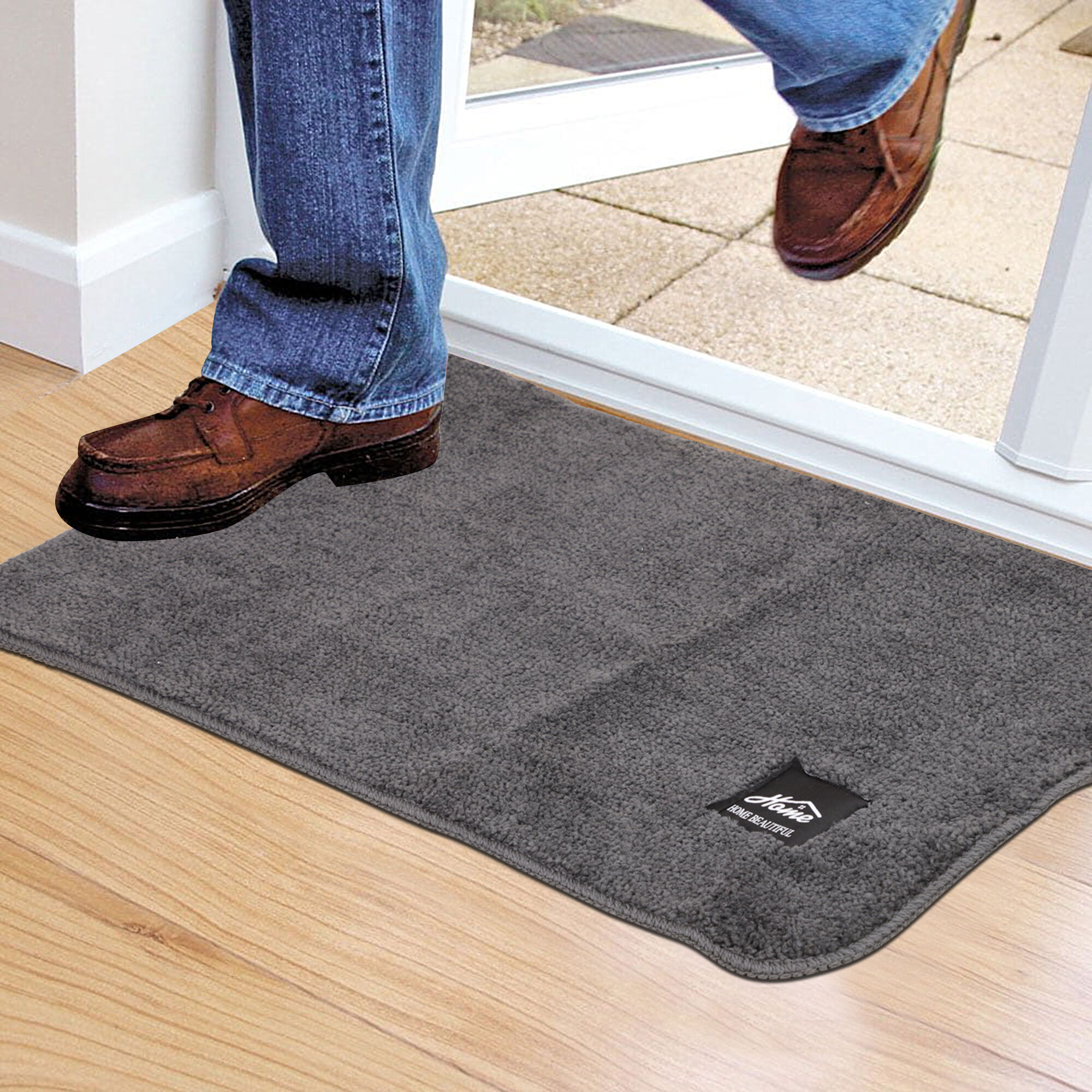 Home Beautiful                         Anti-Skid Grey Microfiber Door Mat