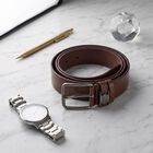 Brown PU Casual Belt, , small