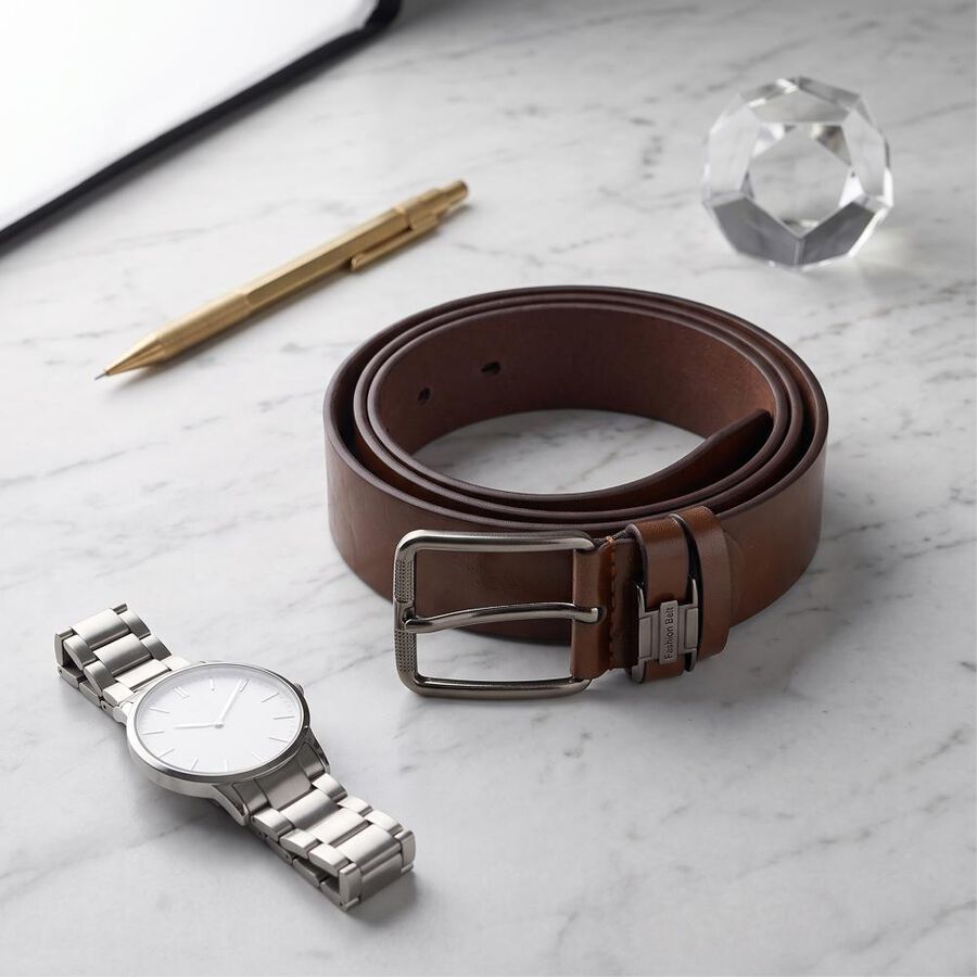 Brown PU Casual Belt, , large