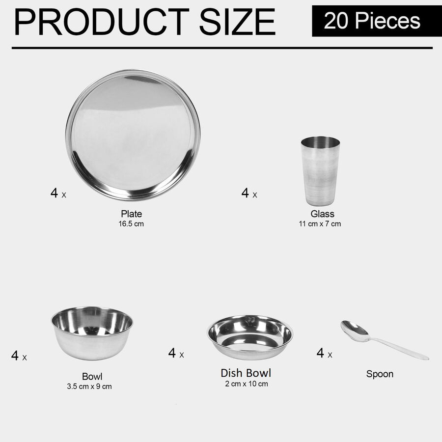 20 Pcs. Steel Dinner Set, , large image number null
