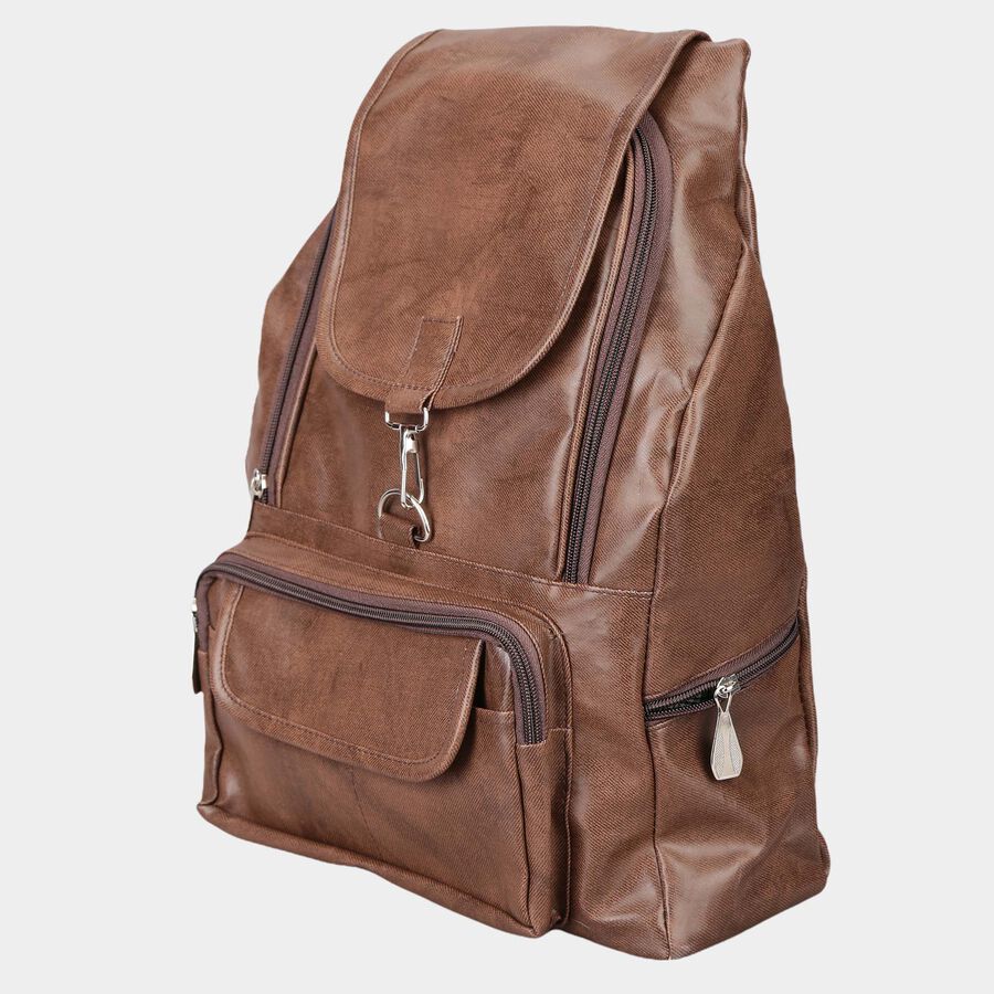 Women's Brown Polyurethane Backpack, , large image number null