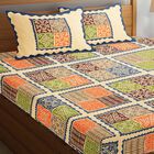 Beige Cotton Double Bedsheet With Pillow Cover, , small image number null