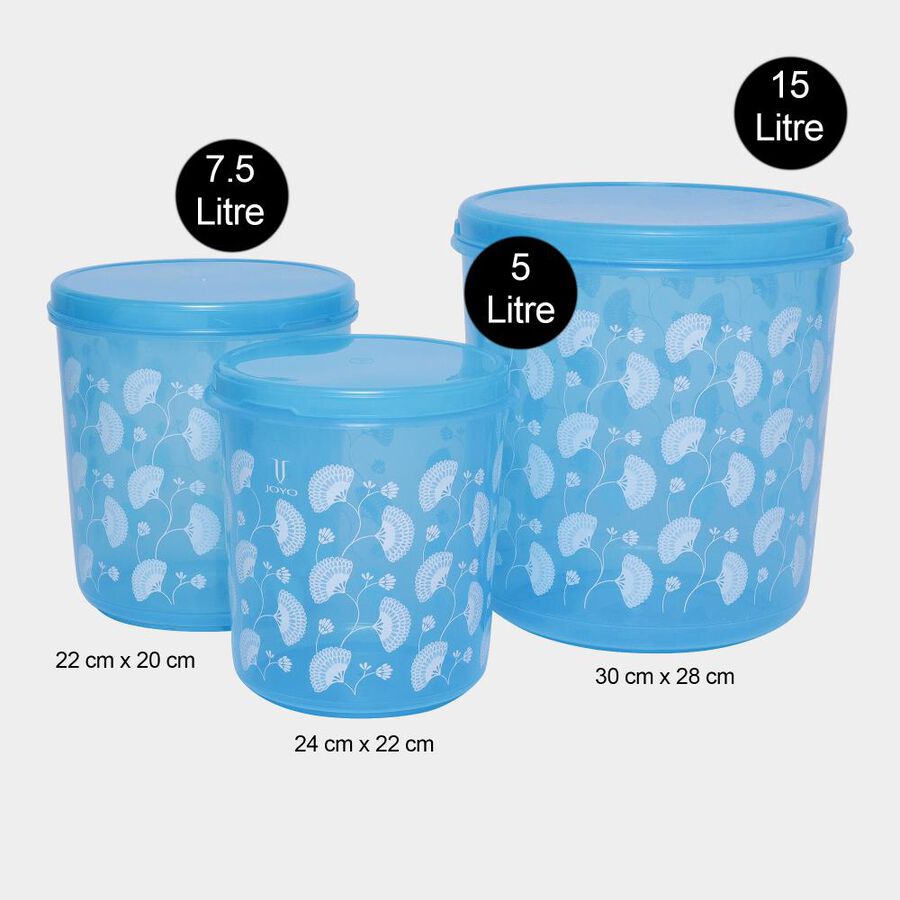 प्लास्टिक कंटेनर, 3 का सेट, 5 L, 7.5 L, 15 L, , large image number null