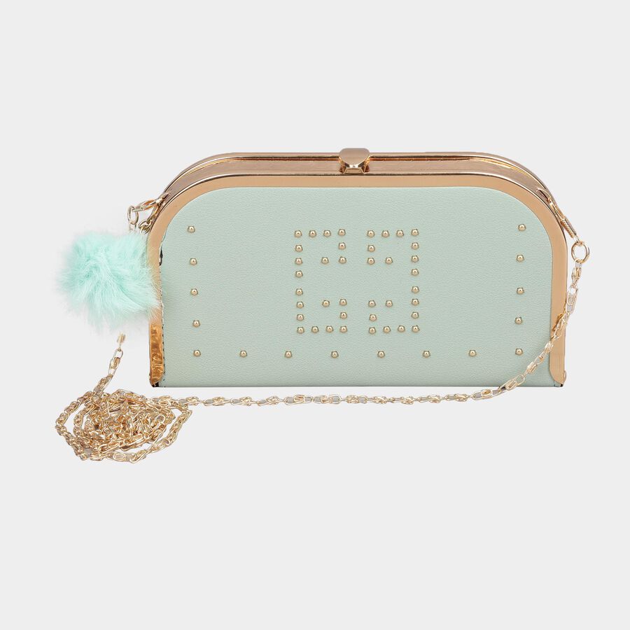 Women's Light Green Polyurethane Clutch Bag, , large image number null