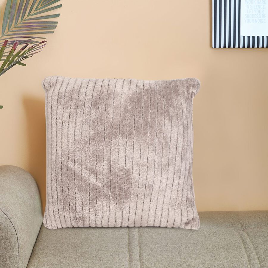 Taupe Velvet Textured Cushion, , large