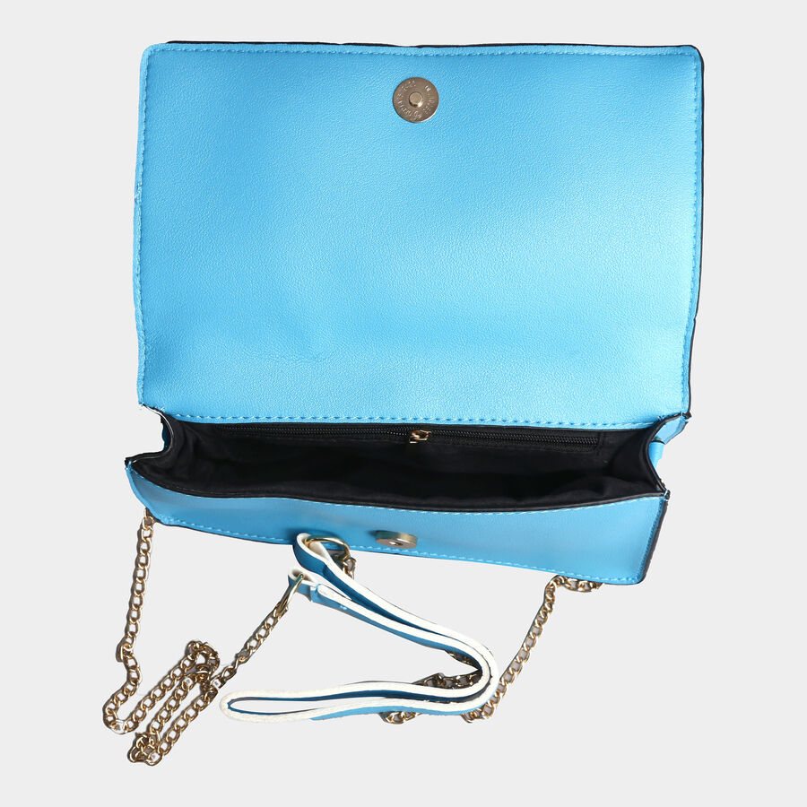 Women's Blue Polyurethane Sling Bag, , large image number null