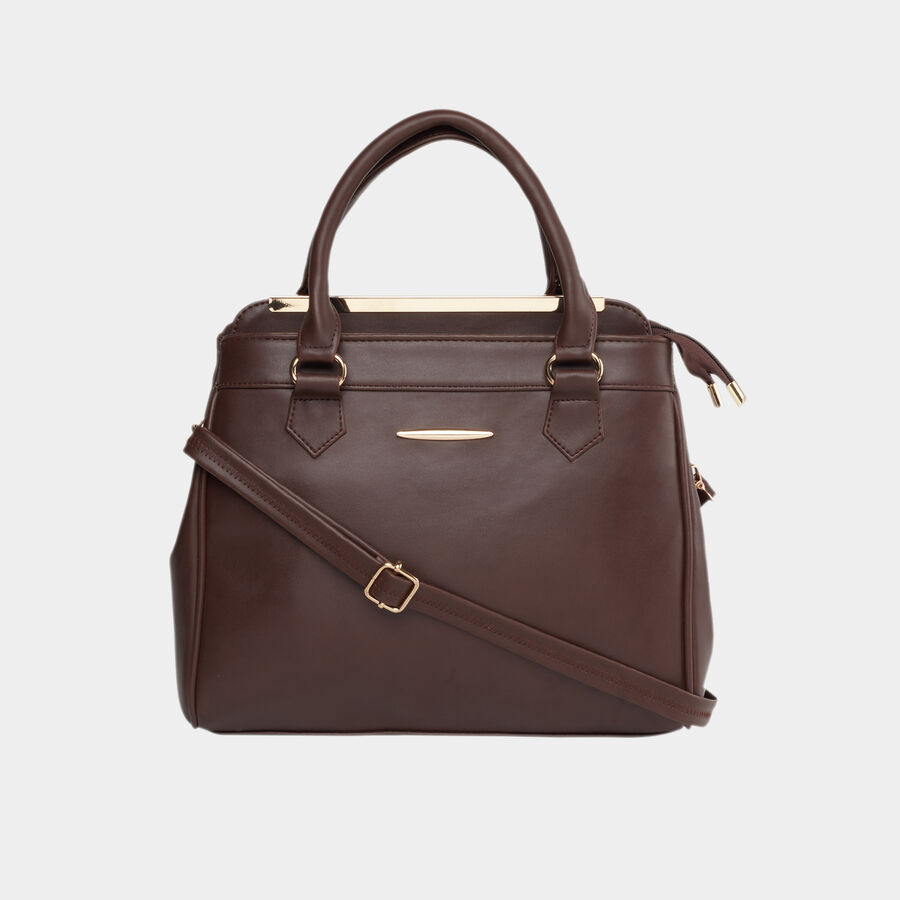 Women's Brown Polyurethane Tote Bag, , large image number null