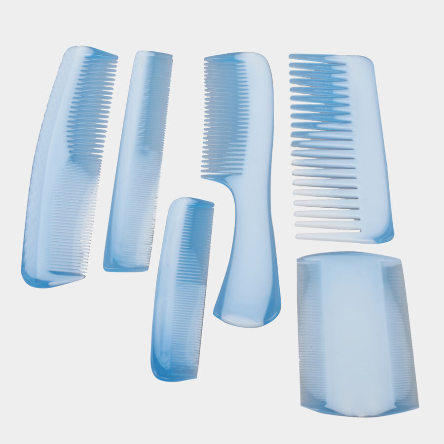 Plastic Hair Comb, Set of 6 - Colour/Design May Vary, , large image number null