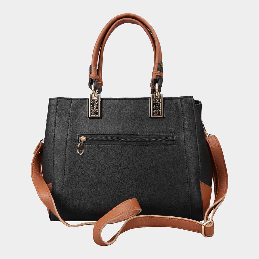 Women's Black Polyurethane Tote Bag, , large image number null