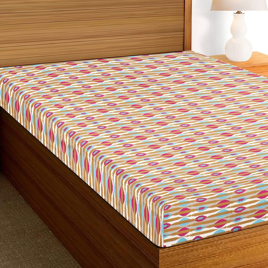Multicolor Geometric Printed Single Bedsheet, , large