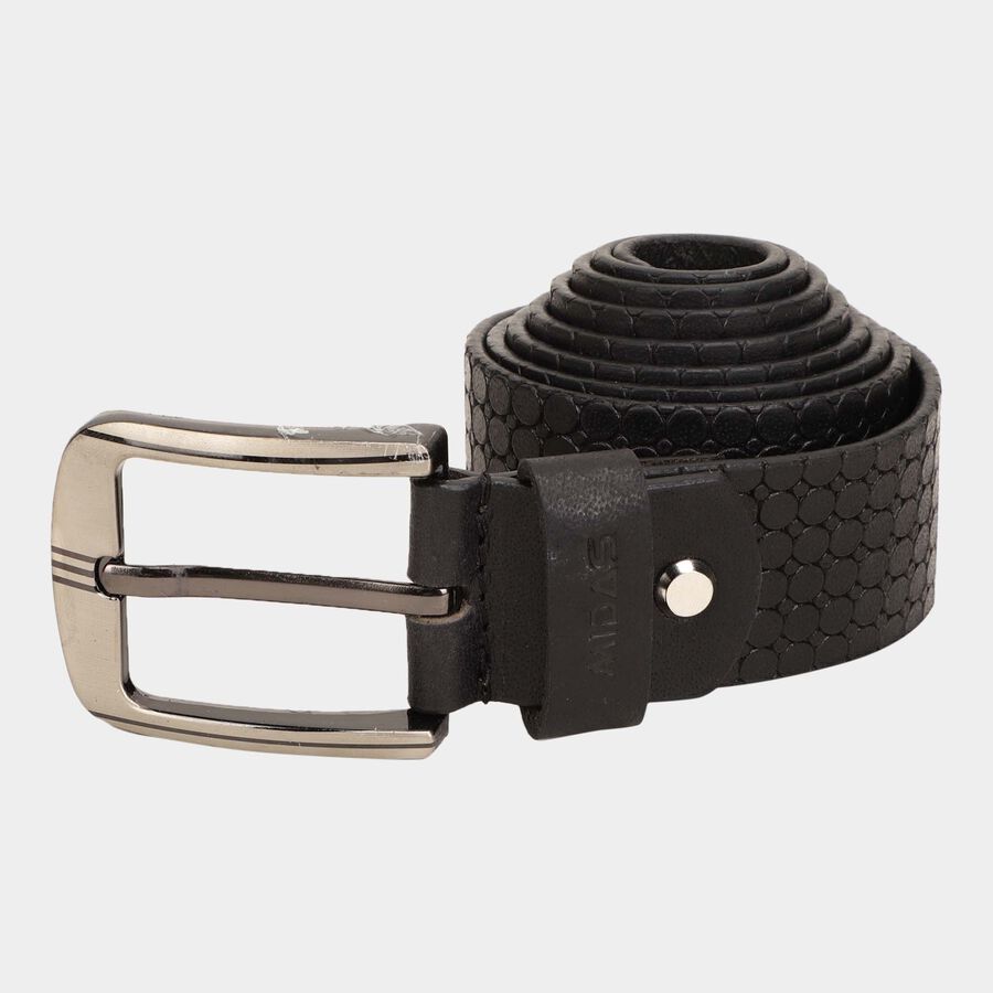 Men's Black Leather Casual Belt, , large image number null