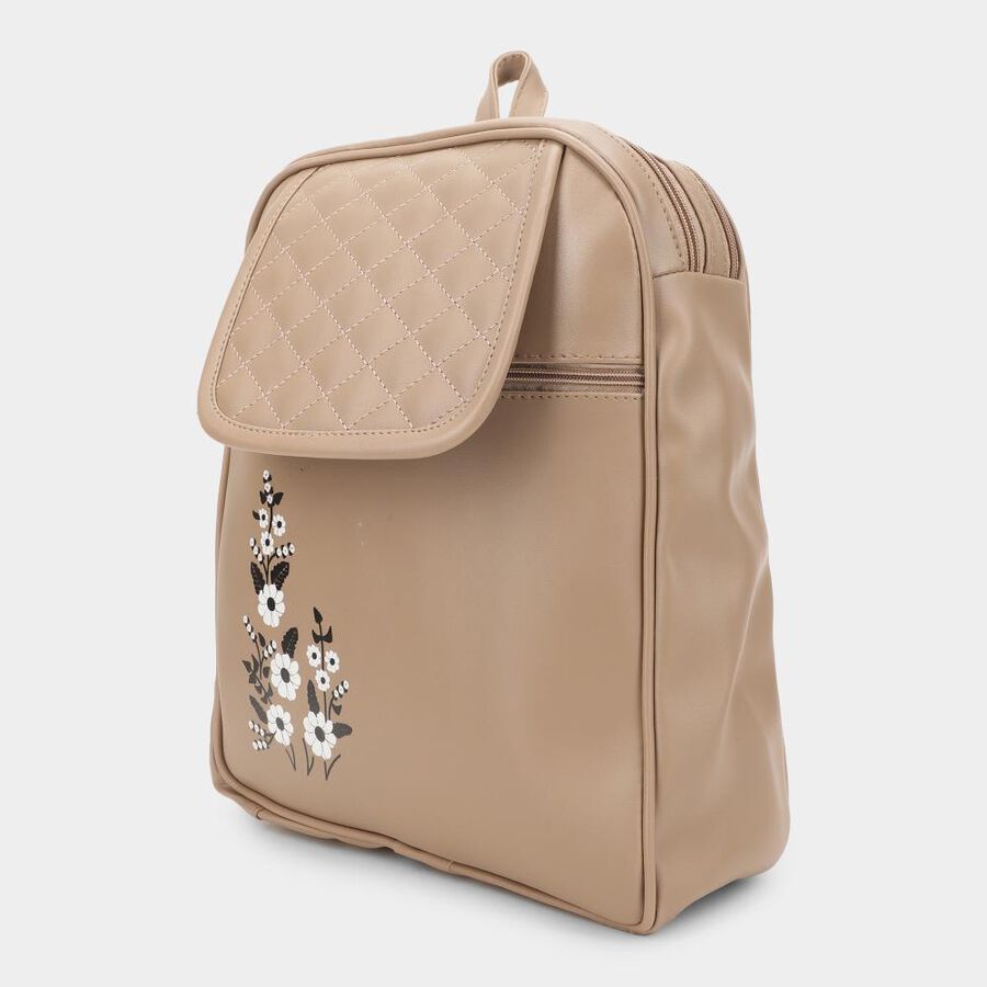 Women's Beige Pu Backpack , , large image number null