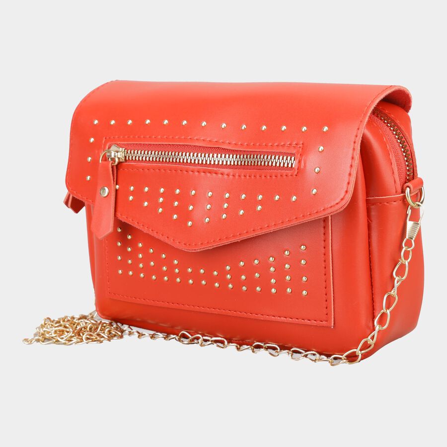 Women's Polyurethane Envelope/Zipper Sling Bag, , large image number null