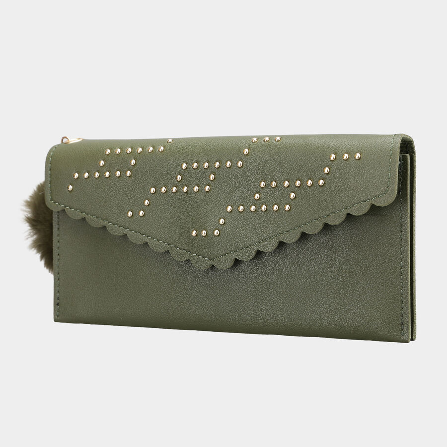Women's Olive Polyurethane Hand Pouch, , large image number null