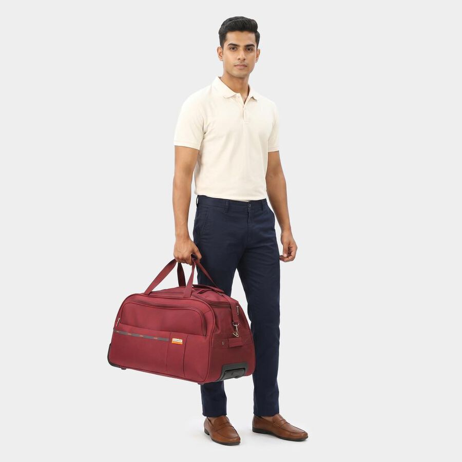 Maroon Polyester Duffle Trolley Bag , , large