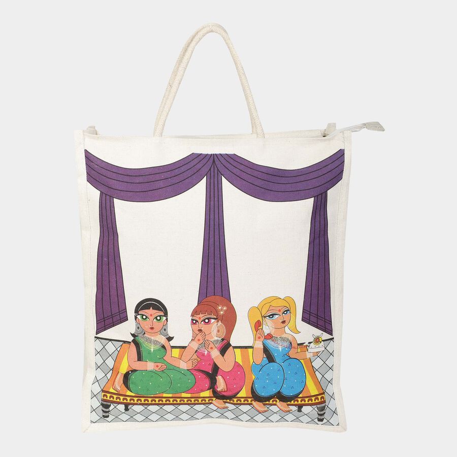 Women's Printed Canvas Tote Bag, Medium, , large image number null