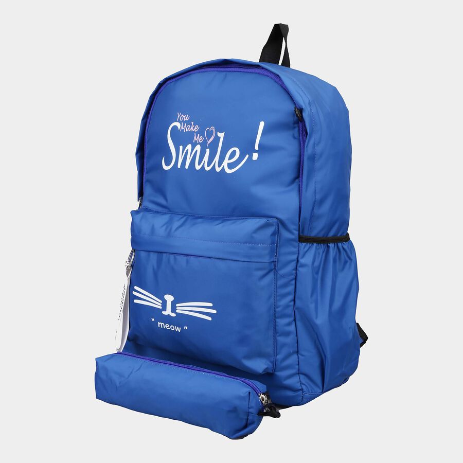 Women's Navy Blue Polyurethane Backpack, , large image number null