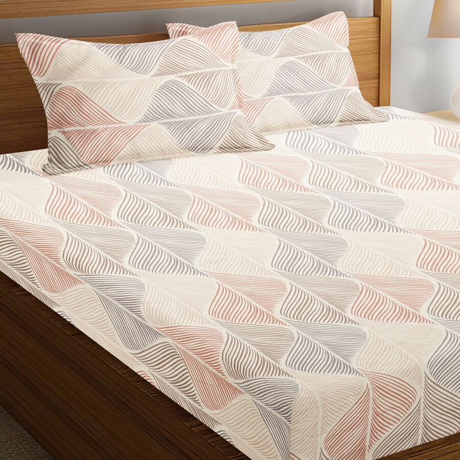 120 GSM Cream Microfiber Double Bedsheet, , large image number null