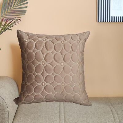 Beige Polyester Cushion Cover