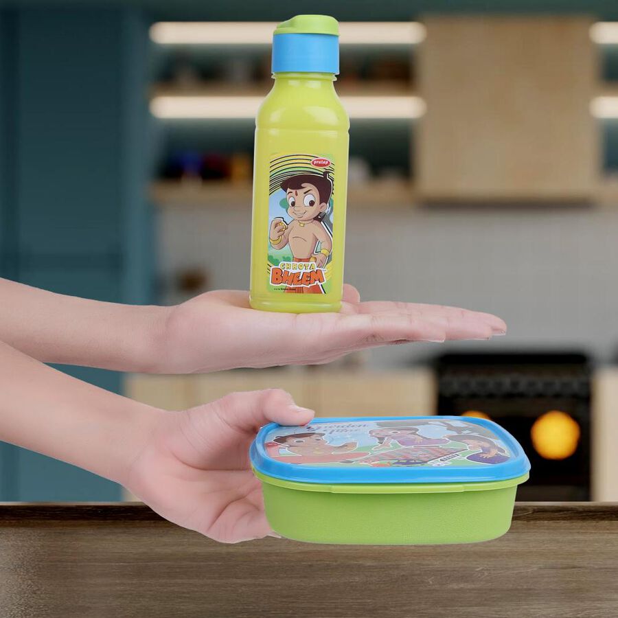 Plastic Lunch Box - 1 Big Container; 1 Small Container; 1 Spoon; 1 Bottle, , large image number null