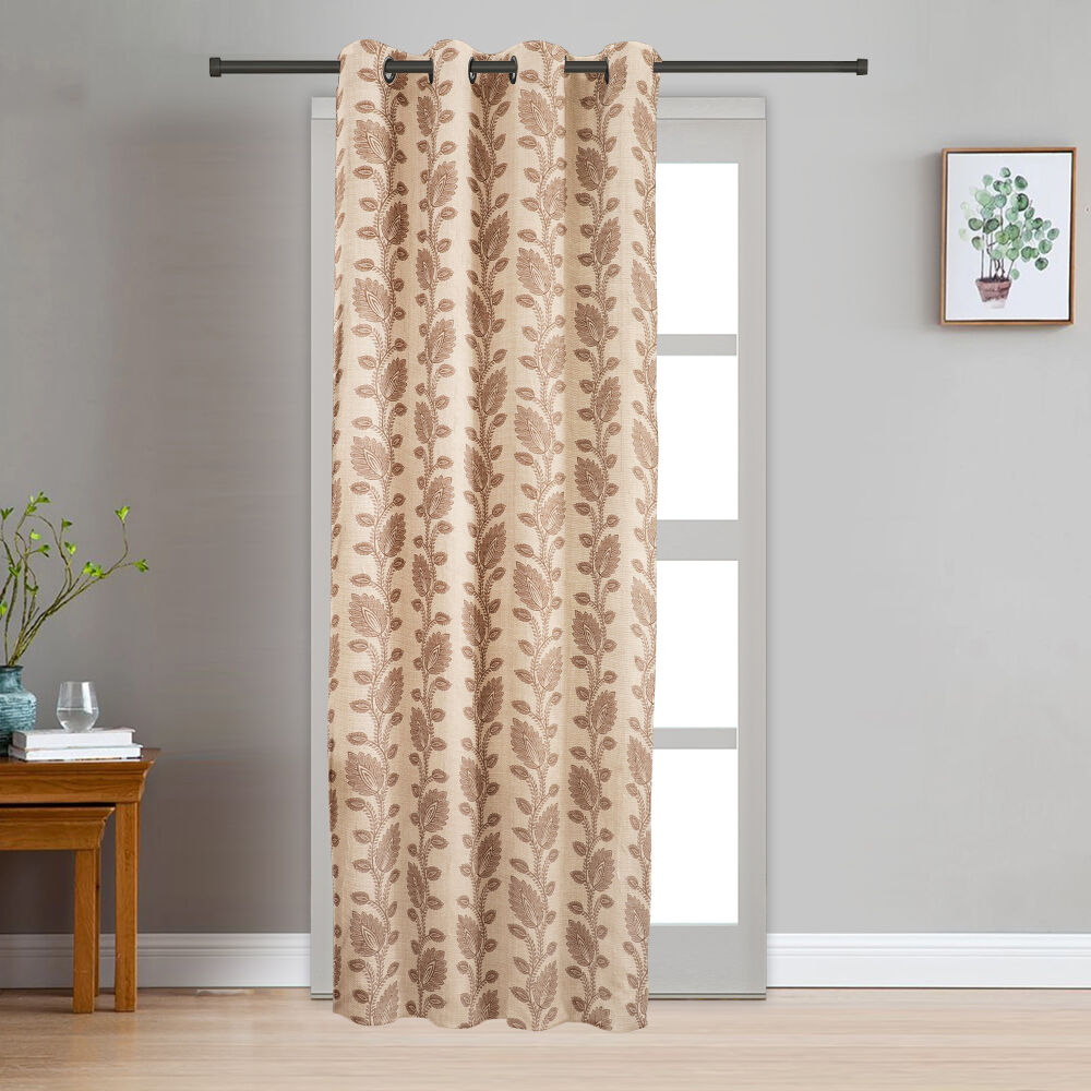Home Beautiful                         7ft. Soft Beige Printed Eyelet Curtains