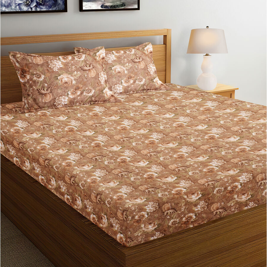 120 GSM Brown Polyester Double Bedsheet, , large image number null