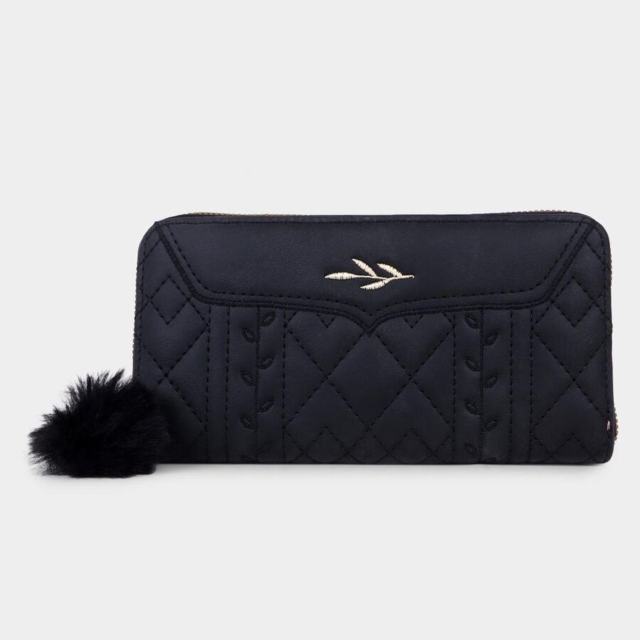 Women's Black Polyurethane Handbag, , large image number null