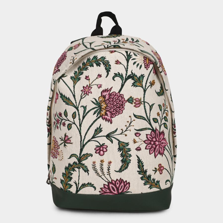Women's Beige Fabric Backpack, , large image number null