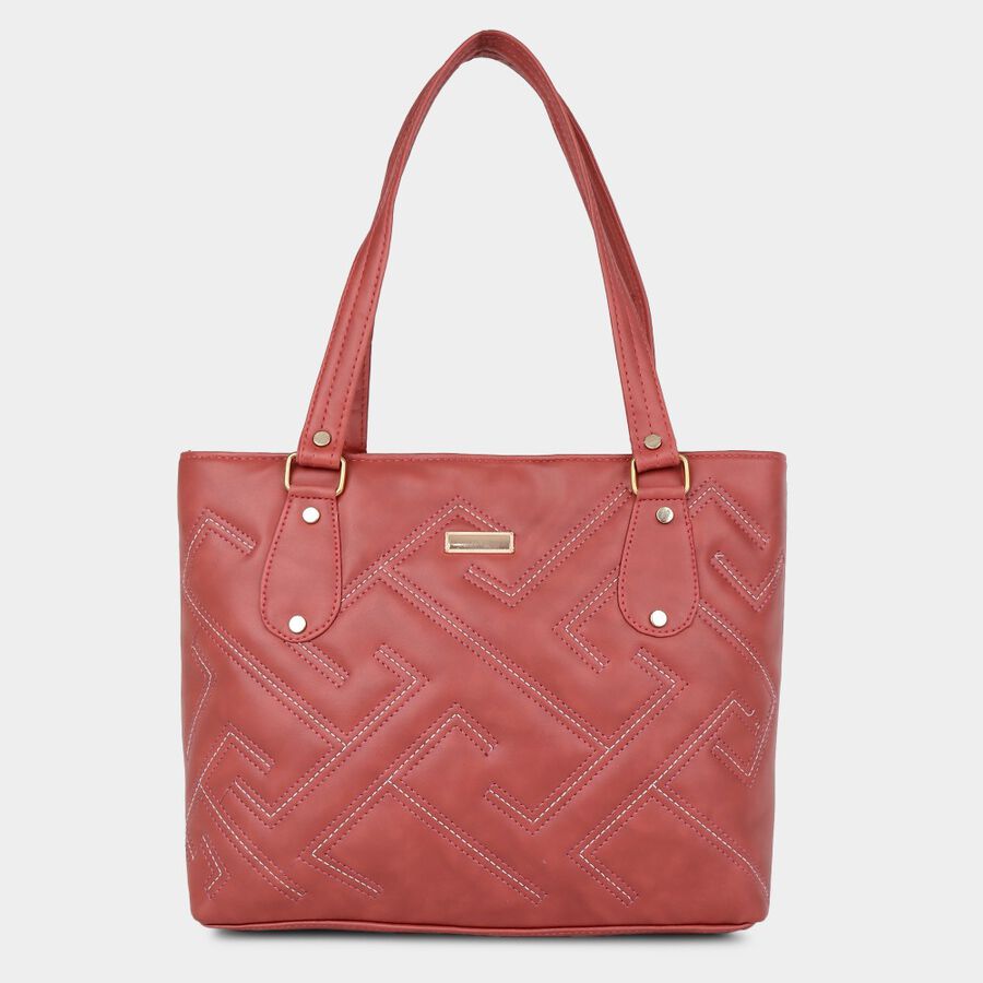 Women's Maroon Polyurethane Tote Bag, , large image number null