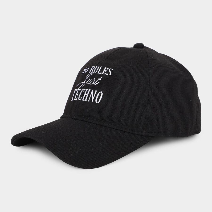 Men's Black Fabric Cap, , large