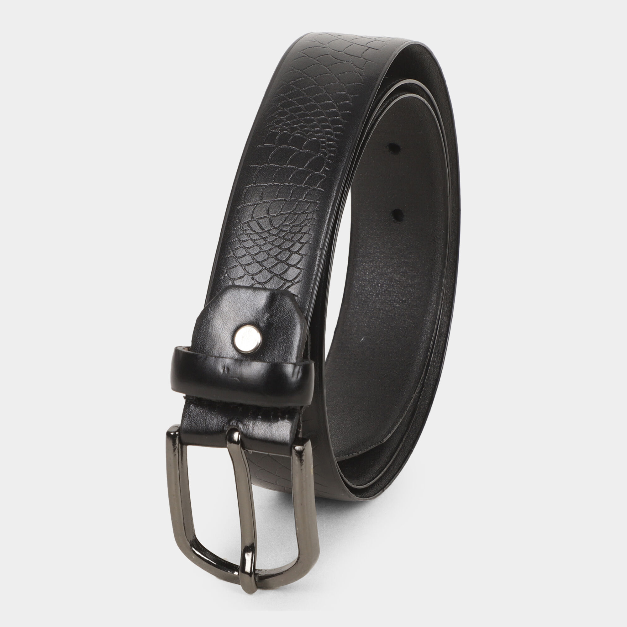 Black Tie                         Men's Black Polyurethane Casual Belt