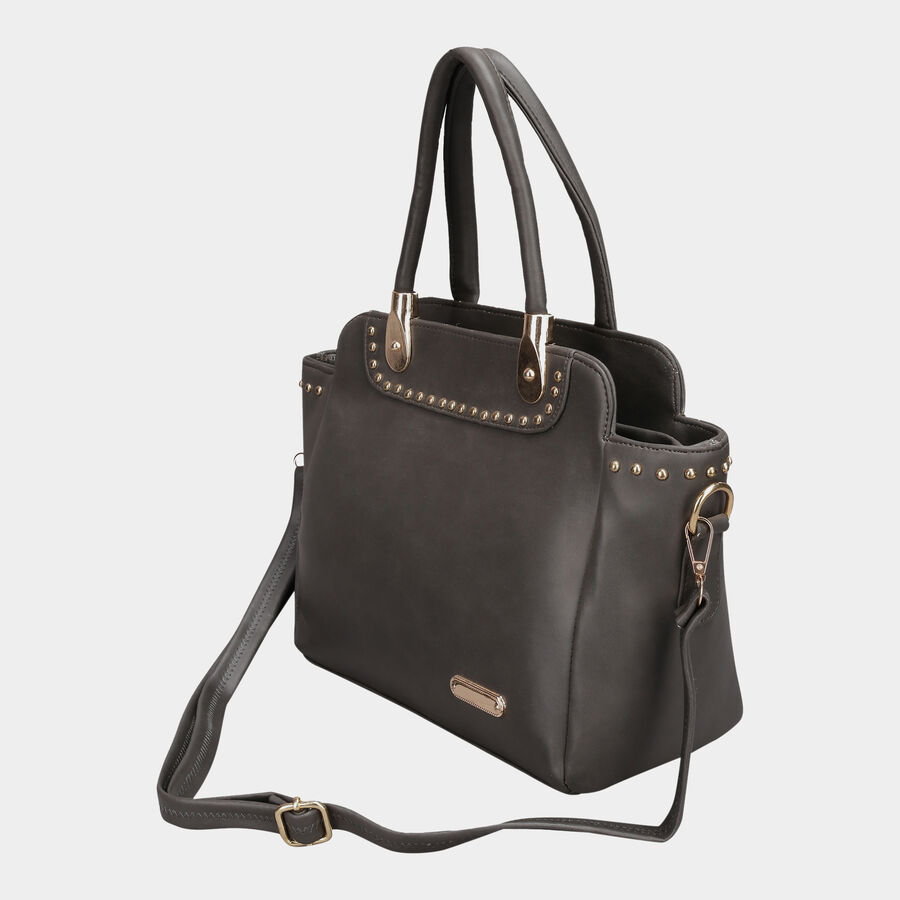 Women's Dark Grey Polyurethane Tote Bag, , large image number null
