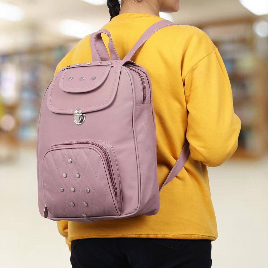 Women's Purple Polyurethane Backpack, , large image number null