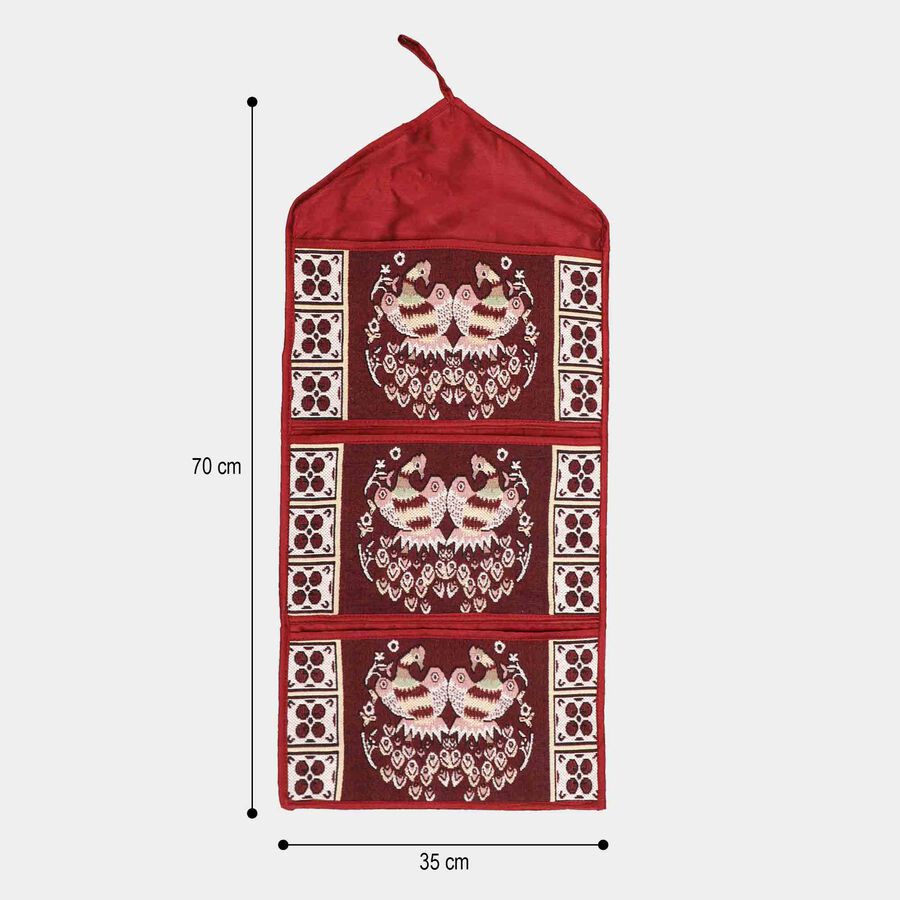 Maroon Cotton Blend Wall Hanging Organiser, , large image number null