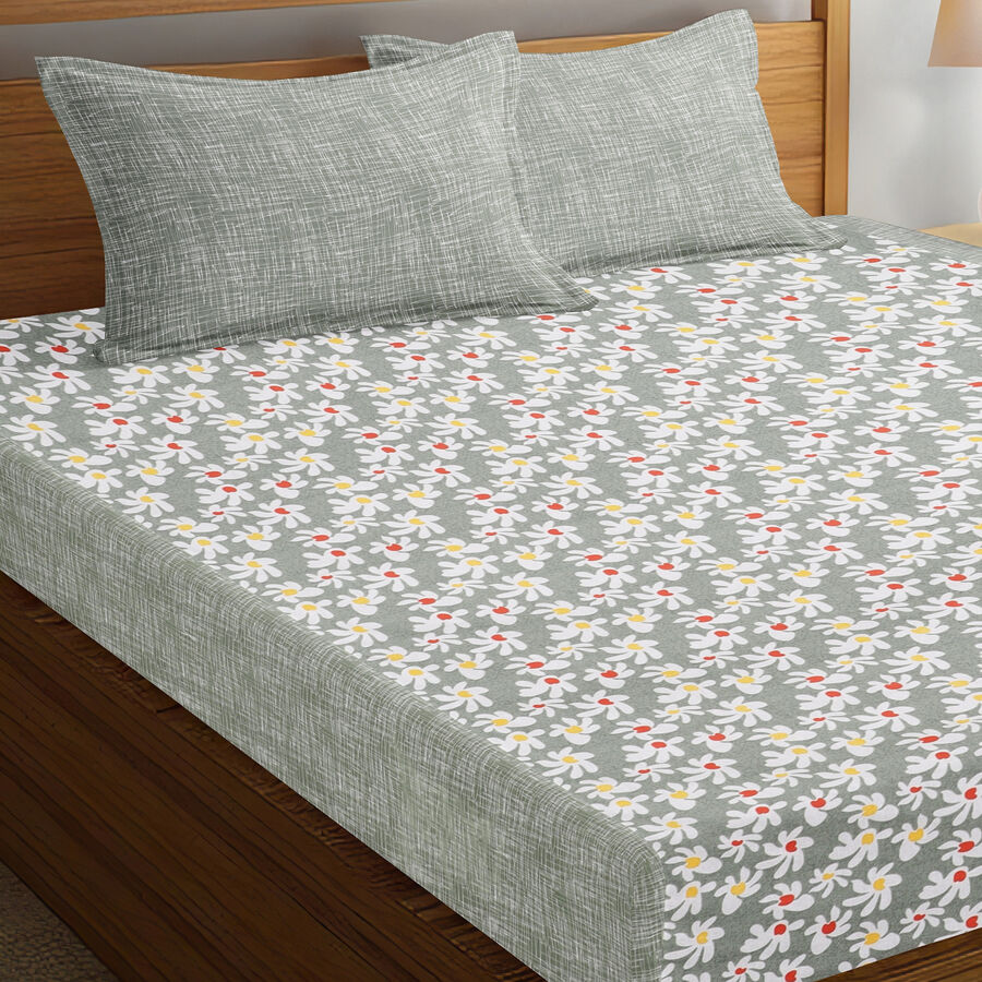 120 GSM Blue Polycotton Double Bedsheet, , large image number null